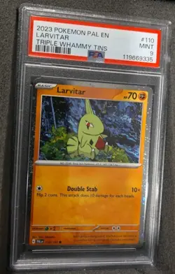 POKEMON CARD LARVITAR 110 TRIPLE WHAMMY TIN PROMO #110 PAL EN GRADED PSA 9 MINT - Image 2