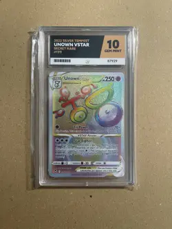 ACE 10 Unown VSTAR 199/195 Rainbow Holo Rare Swsh Silver Tempest Pokemon Card - Image 1