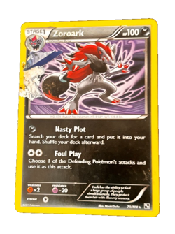 Zoroark 71/114 Black & White Holo Pokemon Card Played - Image 1
