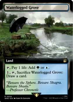 MTG Waterlogged Grove (Extended Art) Normal NM Doctor Who Magic - Image 1