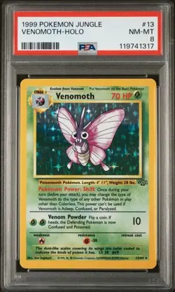Venomoth PSA 8 NEW CERT Unlimited Jungle 13/64 Pokemon TCG Holo - Image 1