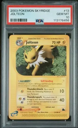 Jolteon PSA 10 NEW CERT Skyridge 13/144 Pokemon Regular - Image 1