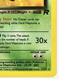 Dark Vileplume LP SWIRL Unlimited Team Rocket 13/82 Pokemon TCG Holo - Image 5