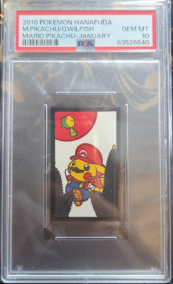 PSA 10 Pokemon Hanafuda 2016 Mario Pikachu & Qwilfish Mario Pikachu - January - Image 1