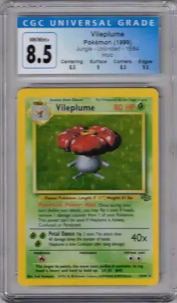 1999 POKEMON 15/64 VILEPLUME JUNGLE UNLIMITED HOLO CGC 8.5 - Image 1