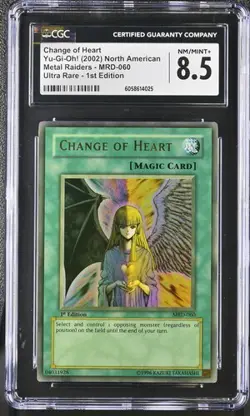 YuGiOh Change of Heart MRD-060 1st Edition Max Faded Misprint/Ink Error CGC 8.5 - Image 1