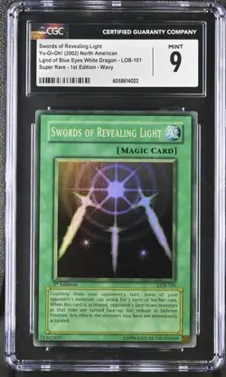 Yugioh Max Faded Wavy 1st Swords of Revealing Light Legend of Blue CGC 9 Mint - Image 1
