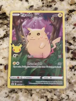 Pikachu 5/25 Pokemon Celebrations 25th Anniversary Base Set Full Art Card NM+ - Image 1