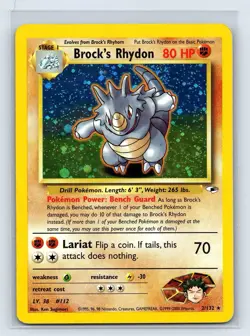 Brock's Rhydon - 2/132 Gym Heroes Unlimited Holo Rare Pokemon - Image 1