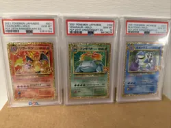 PSA 10 Charizard, Venusaur & Blastoise HOLO 001/025 25th Japanese Pokemon Card - Image 1