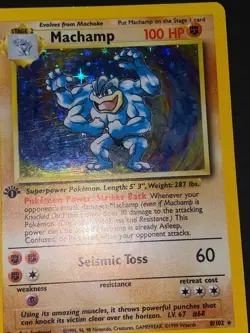 Pokemon TCG - Machamp - Base Set (Deck Exclusives) - 8 - Good - 1st edition - Ho - Image 3