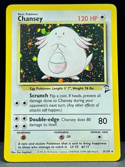 Chansey 3/130 Base Set 2 Holo LP Pokemon TCG WOTC Vintage - Image 1