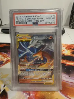 Reshiram & Charizard GX #20 WORLD CHAMP FIREBOX Pokemon PSA 10 GEM MT Rare 2019 - Image 1