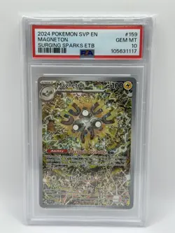 MAGNETON 2024 Pokemon SV Surging Sparks ETB Black Star Promo #159 PSA 10 GEM MNT - Image 1