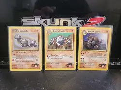 Brock's Geodude Graveler Golem Pokemon Card Set 1st Edition - Image 1