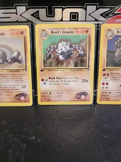 Brock's Geodude Graveler Golem Pokemon Card Set 1st Edition - Image 3
