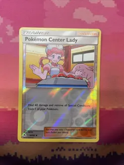 Pokemon Card Pokemon Center Lady Hidden Fates Reverse Holo 64/68 Near Mint - Image 1