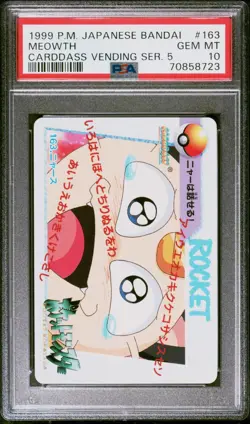 PSA 10 - Pokemon Card Carddass Vending Japanese Meowth #163 - 1999 Bandai - Image 1