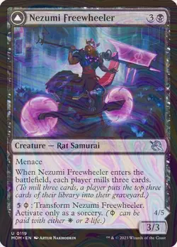 Foil Nezumi Freewheeler // Hideous Fleshwheeler - March of the Machine | MTG Car - Image 1