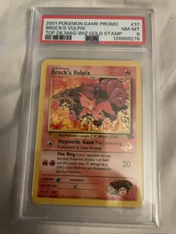 Brock's Vulpix Gold W Stamp PSA 8 Promo 37/132 Gym Challenge WOTC Pokemon Mag - Image 1