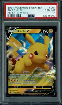 PIKACHU V 2021 POKEMON SWSH PIKACHU V BOX BSP #061 PSA 10 GEM MINT - Image 1