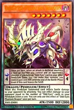YuGiOh Odd-Eyes Phantom Dragon Promo Card YA01-EN001 Ultra Rare NM - Image 1