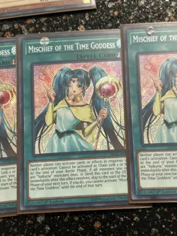 Yugioh 3x Mischief Of The Time Goddess SHVA Secret Rare 1st Ed, NM/VLP - Image 3