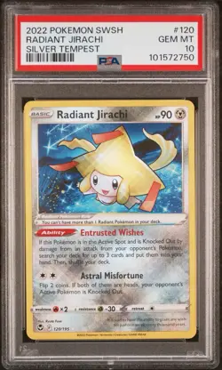 Radiant Jirachi PSA 10 Gem Mint 120/195 - Silver Tempest Pokemon Card Holo Rare - Image 3