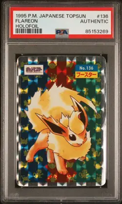 Pokemon Japanese Topsun Holofoil 136 Flareon Holo Card 1995 PSA - Image 1