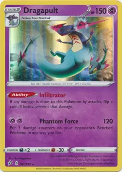 Dragapult 091/192 Holo Rebel Clash Pokemon Card NM - Image 1