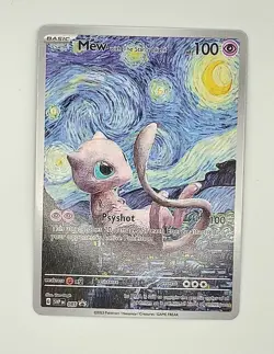 Mew Pokemon Van Gogh Pikachu Carte Card Fait Main Artisanale Art Cute Mignon - Image 1