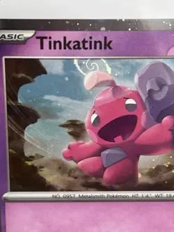 HD SWIRL Cosmos Holo Tinkatink SVP025 Black Star Promo Pokemon Card - Image 2
