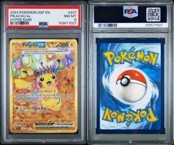2024 POKEMON SSP EN SURGING SPARKS HYPER RARE #247 PIKACHU EX 247/191 PSA 8 - Image 1