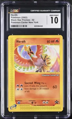 HO-Oh (2002) Pokemon League Promo Black Star #052 Pokemon Center NY - CGC 10 - Image 1