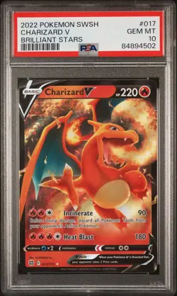 2022 Pokemon SW SH Brilliant Stars Charizard V Brilliant Stars PSA GEM MT 10 - Image 1