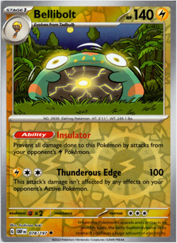 Bellibolt 078/197 | Obsidian Flames | Uncommon Reverse Holo | NM Pokemon Card - Image 1