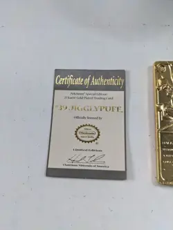 Pokemon Jigglypuff Trading Card Bar 23K Gold Plated 1999 Burger King Nintendo - Image 2