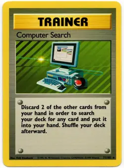 Computer Search 71/102 Base Set Rare Trainer - WOTC Pokemon Card LP+ - Image 1