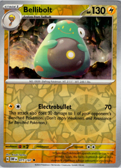 Bellibolt 077/197 | Obsidian Flames | Uncommon Reverse Holo | NM Pokemon Card - Image 1