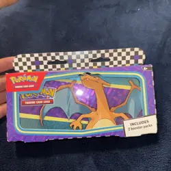 Charizard Pokemon Back To School Pencil Tin Case - Sealed With 2 Booster Packs - Image 1