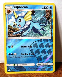 POKEMON VAPOREON 18/68 REVERSE HOLO RARE HIDDEN FATES NM NEAR MINT - Image 1