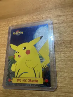 1999 Topps Pokemon Series 1 TV Animation TV2 #25 Pikachu Foil Blue Logo NM - Image 1