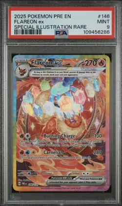 2025 POKEMON PSA 9 MINT EN FLAREON EX PRISMATIC EVOLUTIONS 146/131 SIR - Image 2