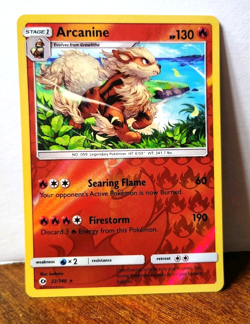 POKEMON ARCANINE 22/149 REVERSE HOLO RARE SUN AND MOON BASE MP-LP - Image 1
