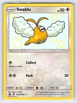 Swablu SV42/SV94 2019 S&M Hidden Fates Pokemon Card Shiny Holo Rare - Nm - Image 1