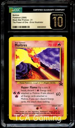 CGC 10 PRISTINE Moltres # 21 WOTC Black Star PROMO Pokemon Card 023 - Image 1