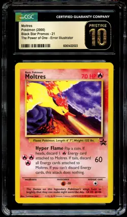 CGC 10 PRISTINE Moltres # 21 WOTC Black Star PROMO Pokemon Card 023 - Image 2
