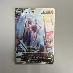 Pokemon Mewtwo V Holo Rare Card Super Psy Bolt Transfer Break Pokemon Go - Image 1