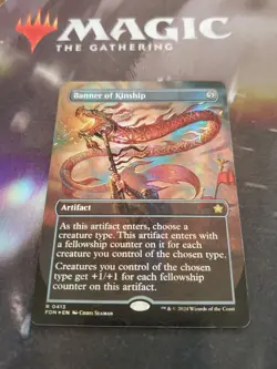 Mtg. Banner of Kinship. Mana Foil Borderless. Foundations. Pack Fresh - Image 1
