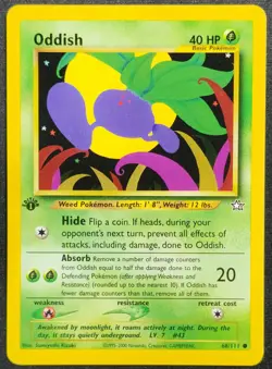 2000 Neo Genesis Oddish 68/111 1st Edition Wotc Vintage Pokemon Card - Image 1